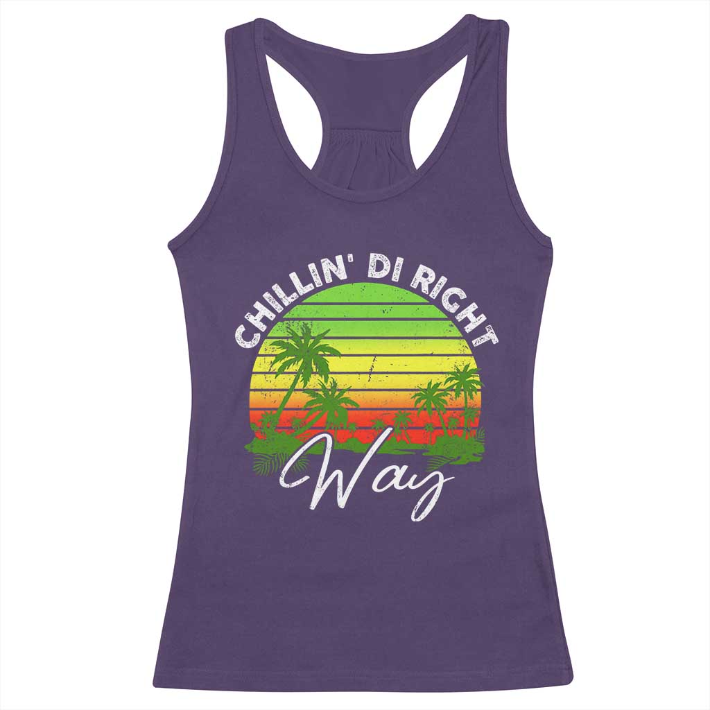 Jamaican Reggae Vibes Racerback Tank Top Retro Rasta Sunset Chill Chillin Di Right Way - Wonder Print Shop