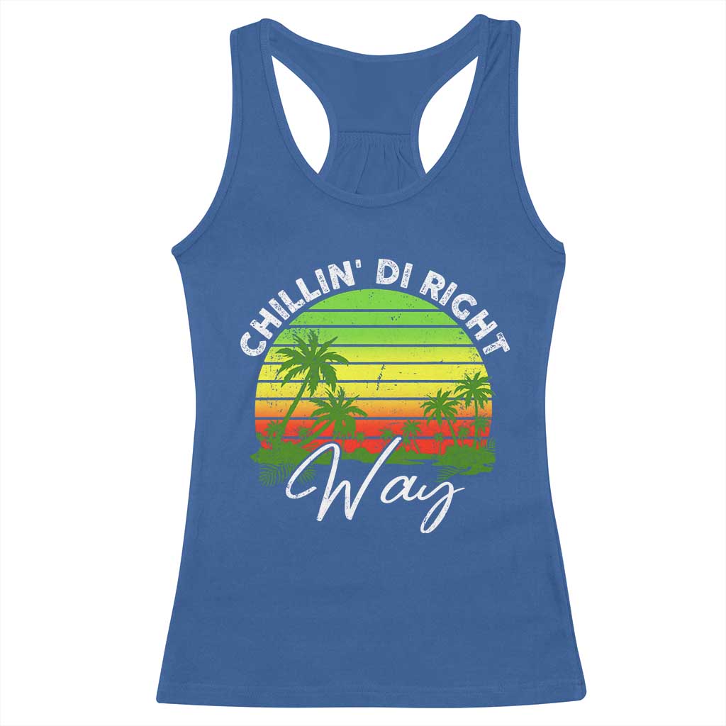 Jamaican Reggae Vibes Racerback Tank Top Retro Rasta Sunset Chill Chillin Di Right Way - Wonder Print Shop