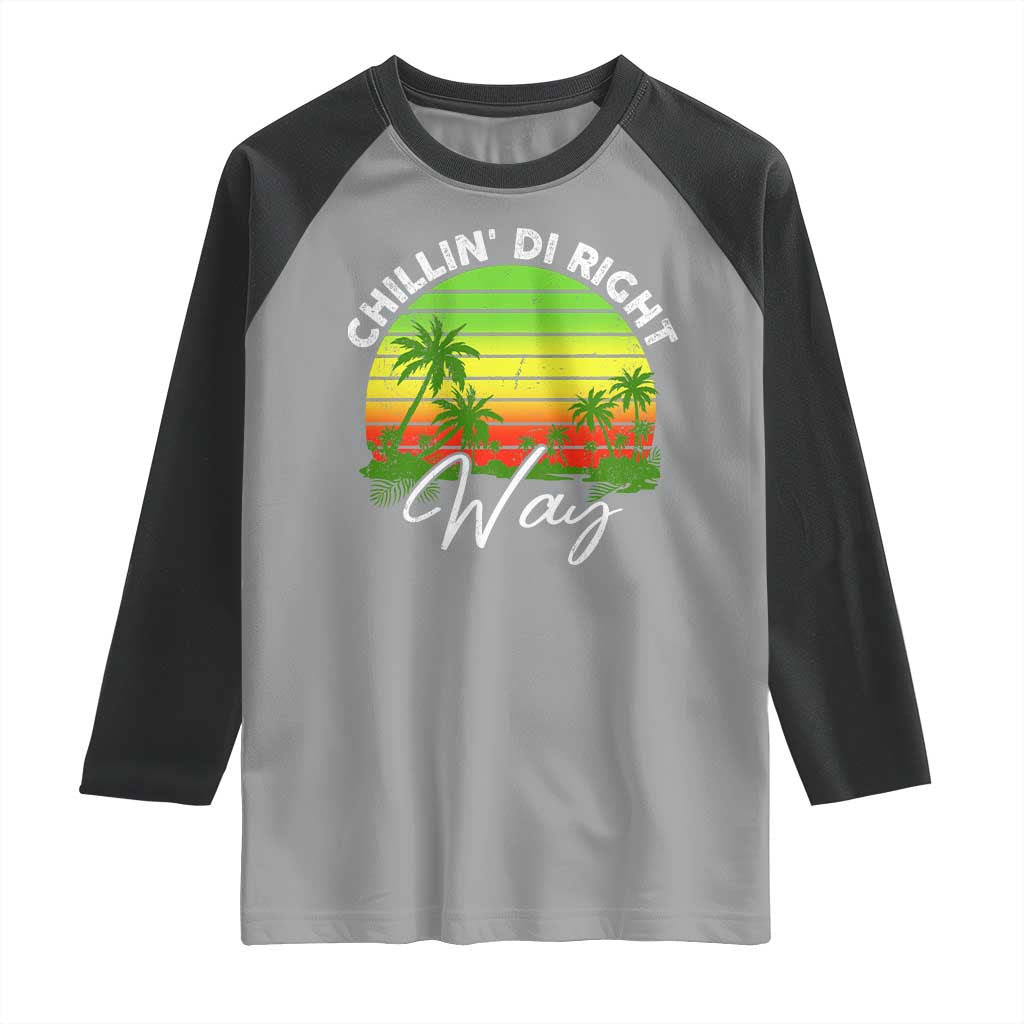 Jamaican Reggae Vibes Raglan Shirt Retro Rasta Sunset Chill Chillin Di Right Way - Wonder Print Shop