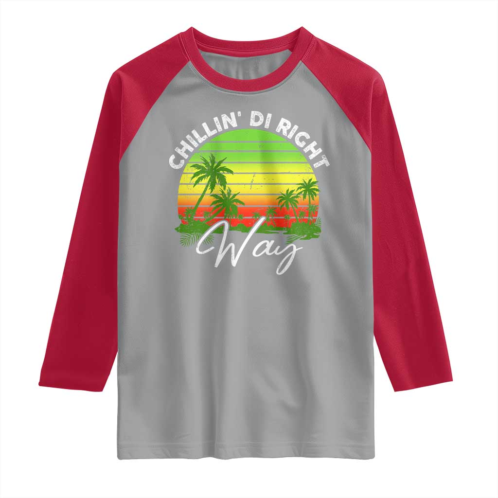 Jamaican Reggae Vibes Raglan Shirt Retro Rasta Sunset Chill Chillin Di Right Way - Wonder Print Shop
