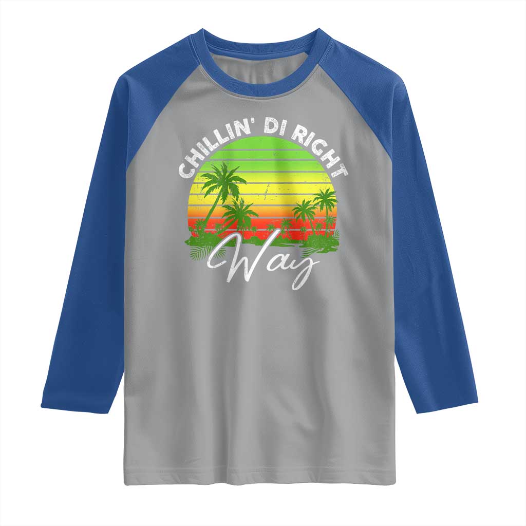 Jamaican Reggae Vibes Raglan Shirt Retro Rasta Sunset Chill Chillin Di Right Way - Wonder Print Shop
