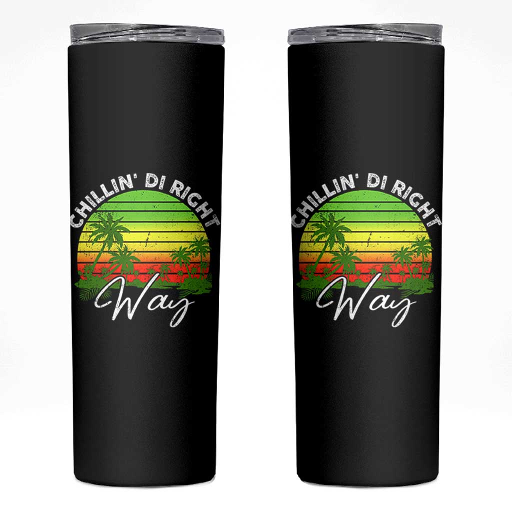 Jamaican Reggae Vibes Skinny Tumbler Retro Rasta Sunset Chill Chillin Di Right Way - Wonder Print Shop