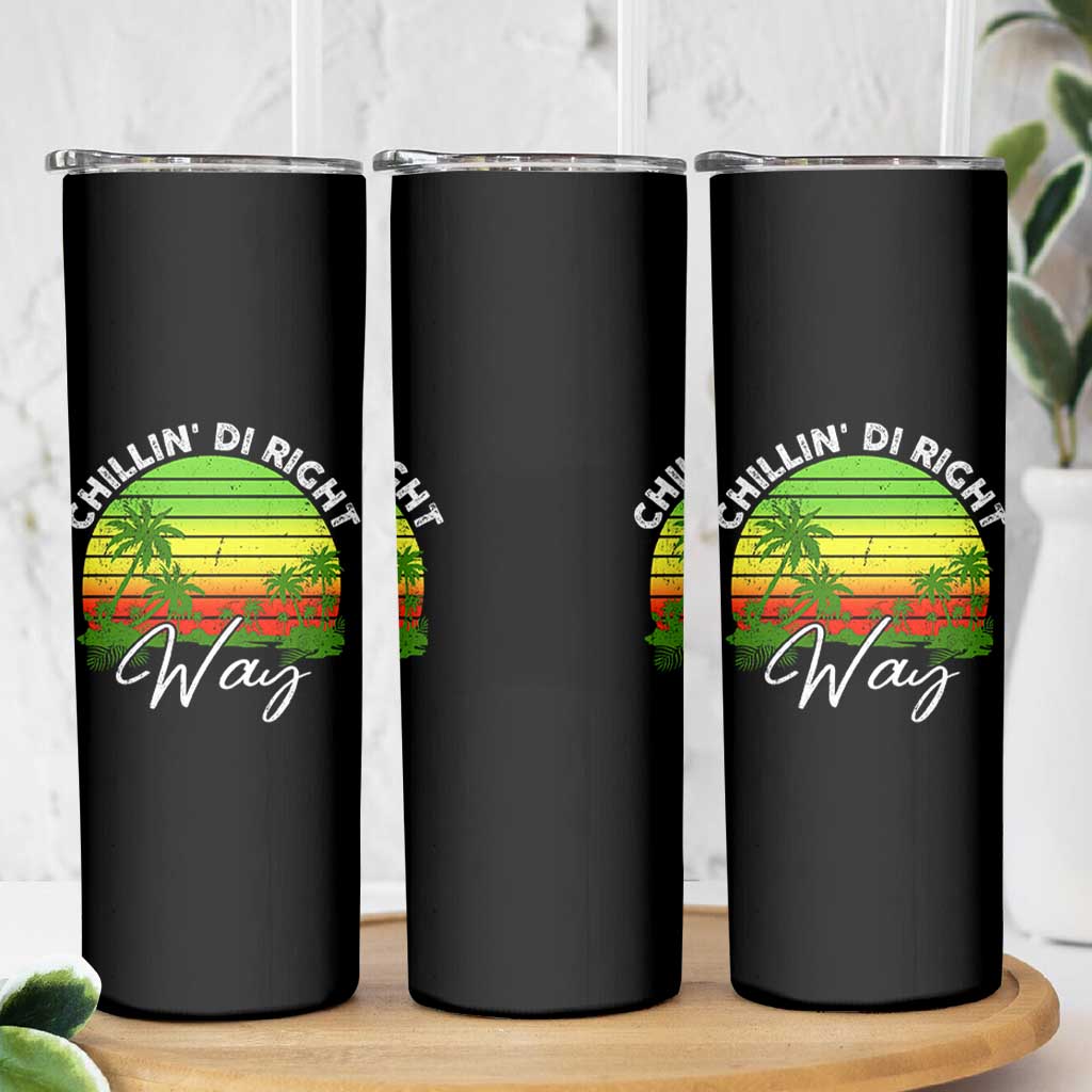 Jamaican Reggae Vibes Skinny Tumbler Retro Rasta Sunset Chill Chillin Di Right Way - Wonder Print Shop