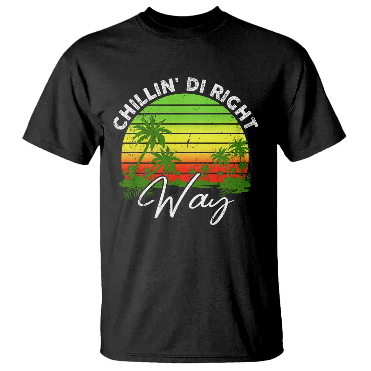 Jamaican Reggae Vibes T Shirt Retro Rasta Sunset Chill Chillin Di Right Way - Wonder Print Shop