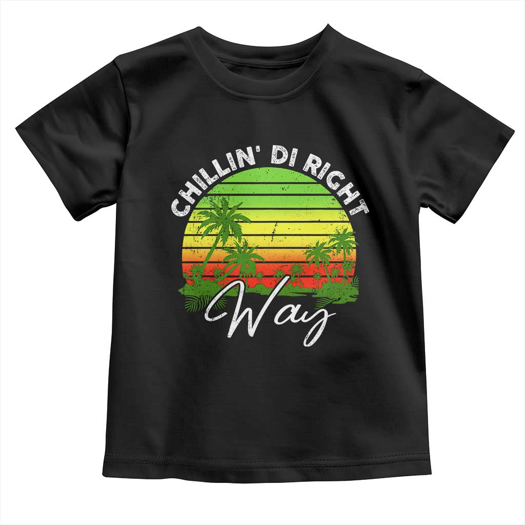 Jamaican Reggae Vibes Toddler T Shirt Retro Rasta Sunset Chill Chillin Di Right Way - Wonder Print Shop