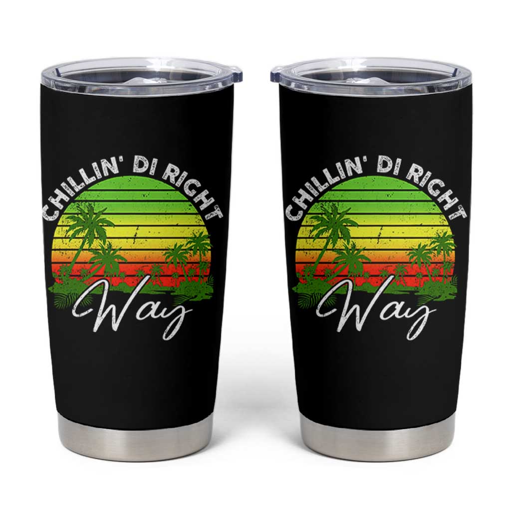 Jamaican Reggae Vibes Tumbler Cup Retro Rasta Sunset Chill Chillin Di Right Way - Wonder Print Shop