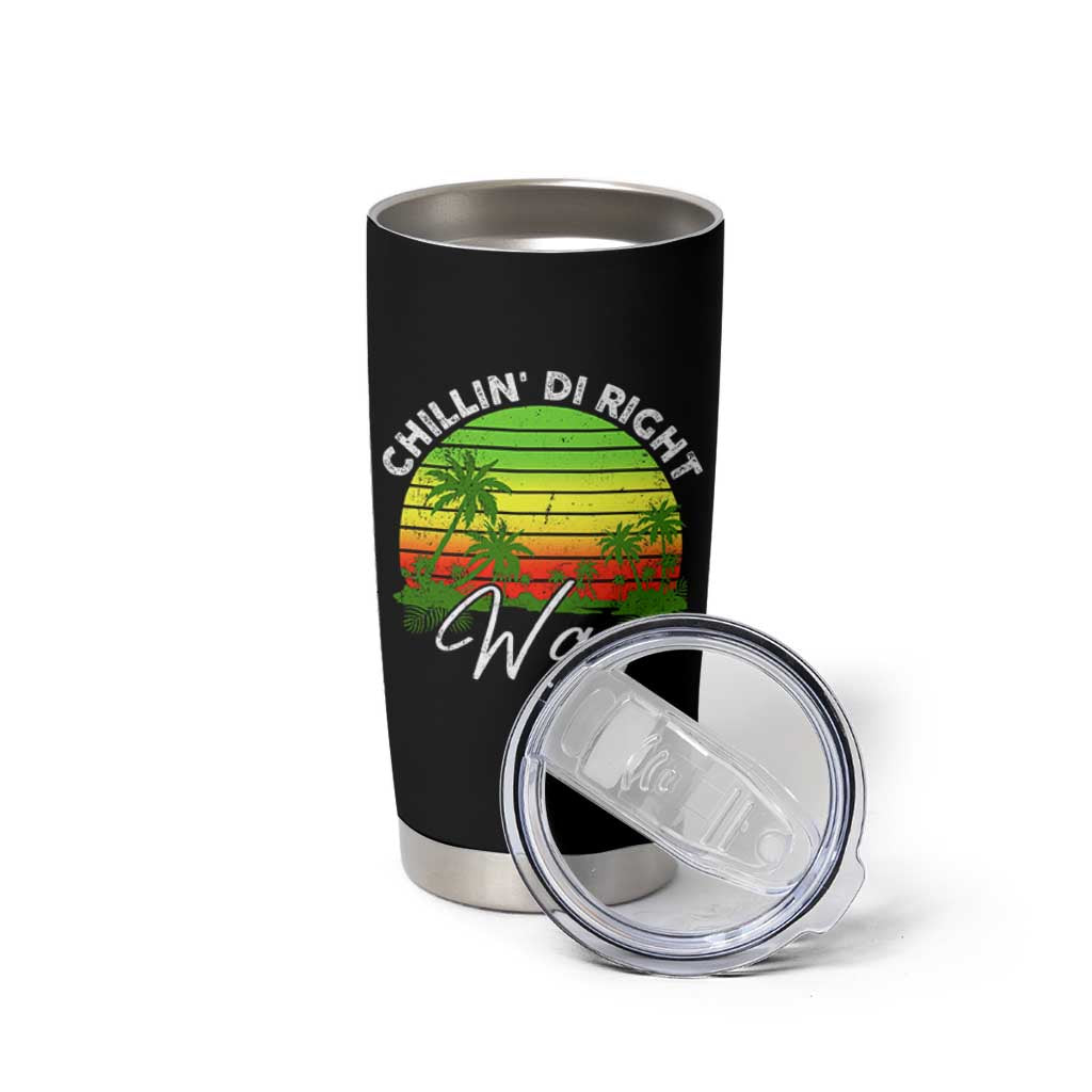 Jamaican Reggae Vibes Tumbler Cup Retro Rasta Sunset Chill Chillin Di Right Way - Wonder Print Shop