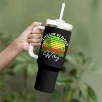 Jamaican Reggae Vibes Tumbler With Handle Retro Rasta Sunset Chill Chillin Di Right Way - Wonder Print Shop