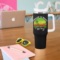 Jamaican Reggae Vibes Tumbler With Handle Retro Rasta Sunset Chill Chillin Di Right Way - Wonder Print Shop