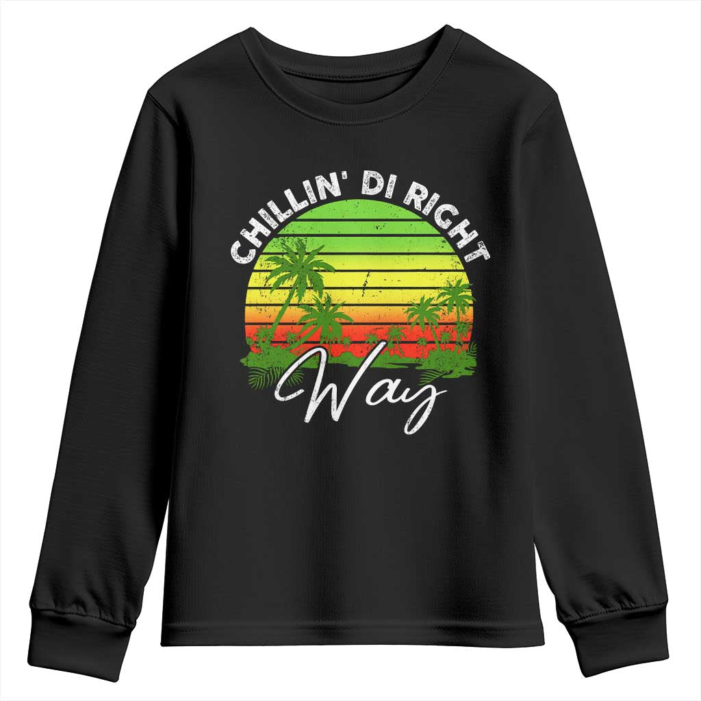 Jamaican Reggae Vibes Youth Sweatshirt Retro Rasta Sunset Chill Chillin Di Right Way - Wonder Print Shop