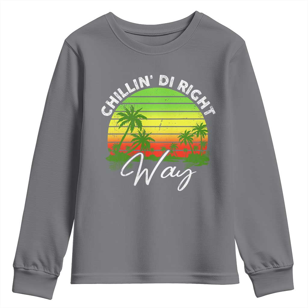 Jamaican Reggae Vibes Youth Sweatshirt Retro Rasta Sunset Chill Chillin Di Right Way - Wonder Print Shop