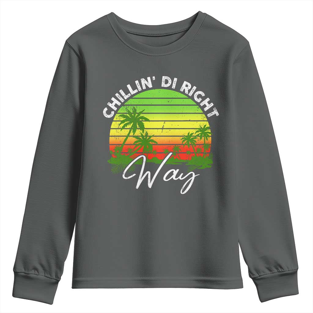 Jamaican Reggae Vibes Youth Sweatshirt Retro Rasta Sunset Chill Chillin Di Right Way - Wonder Print Shop