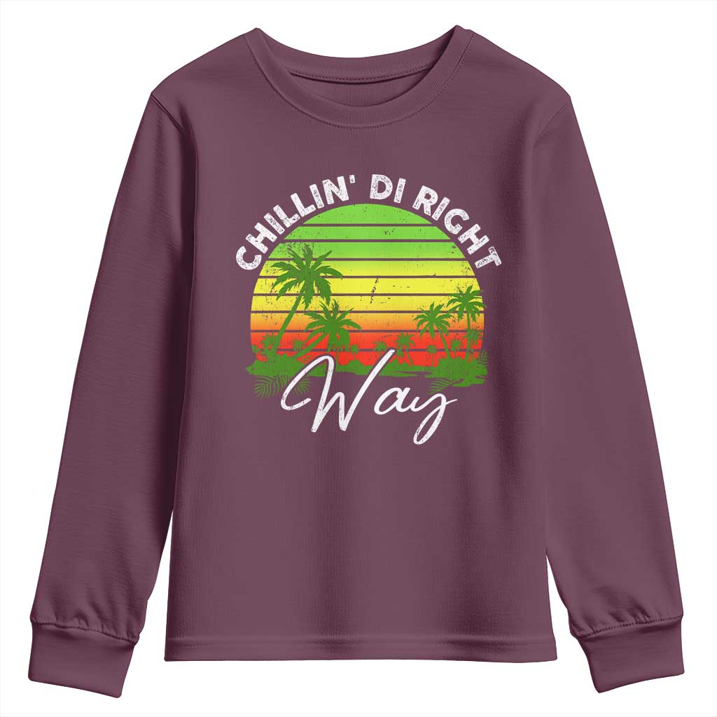 Jamaican Reggae Vibes Youth Sweatshirt Retro Rasta Sunset Chill Chillin Di Right Way - Wonder Print Shop