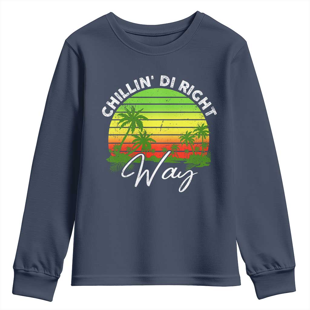 Jamaican Reggae Vibes Youth Sweatshirt Retro Rasta Sunset Chill Chillin Di Right Way - Wonder Print Shop