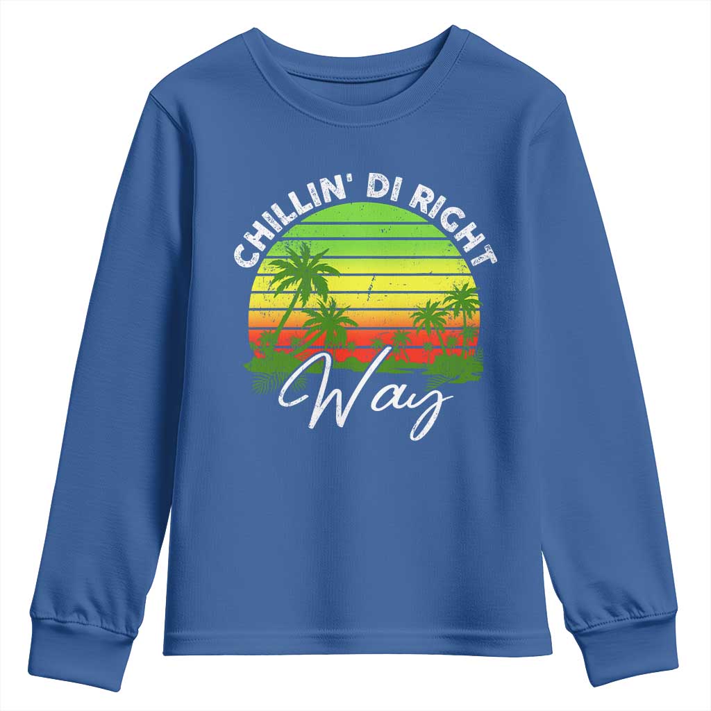 Jamaican Reggae Vibes Youth Sweatshirt Retro Rasta Sunset Chill Chillin Di Right Way - Wonder Print Shop