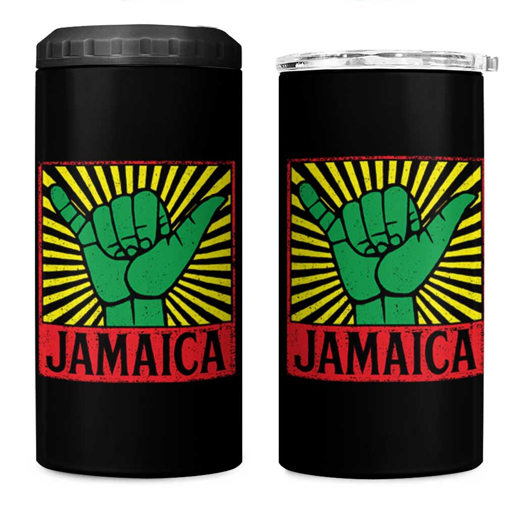 Jamaica Rasta Shaka Sign 4 in 1 Can Cooler Tumbler Retro Reggae Vibes - Wonder Print Shop
