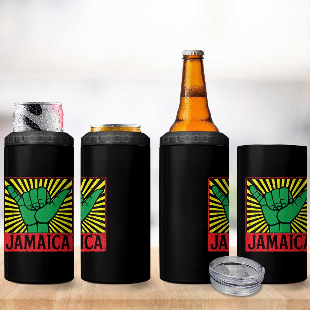 Jamaica Rasta Shaka Sign 4 in 1 Can Cooler Tumbler Retro Reggae Vibes - Wonder Print Shop
