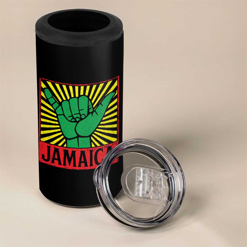 Jamaica Rasta Shaka Sign 4 in 1 Can Cooler Tumbler Retro Reggae Vibes - Wonder Print Shop