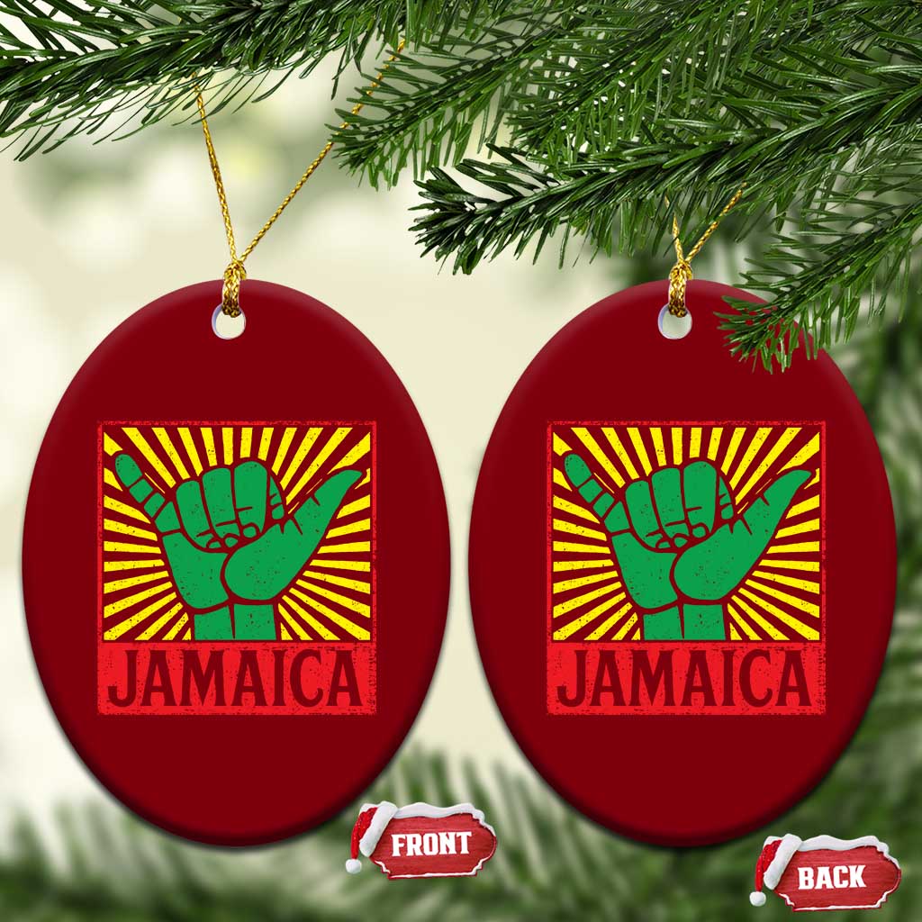 Jamaica Rasta Shaka Sign Ceramic Ornament Retro Reggae Vibes - Wonder Print Shop