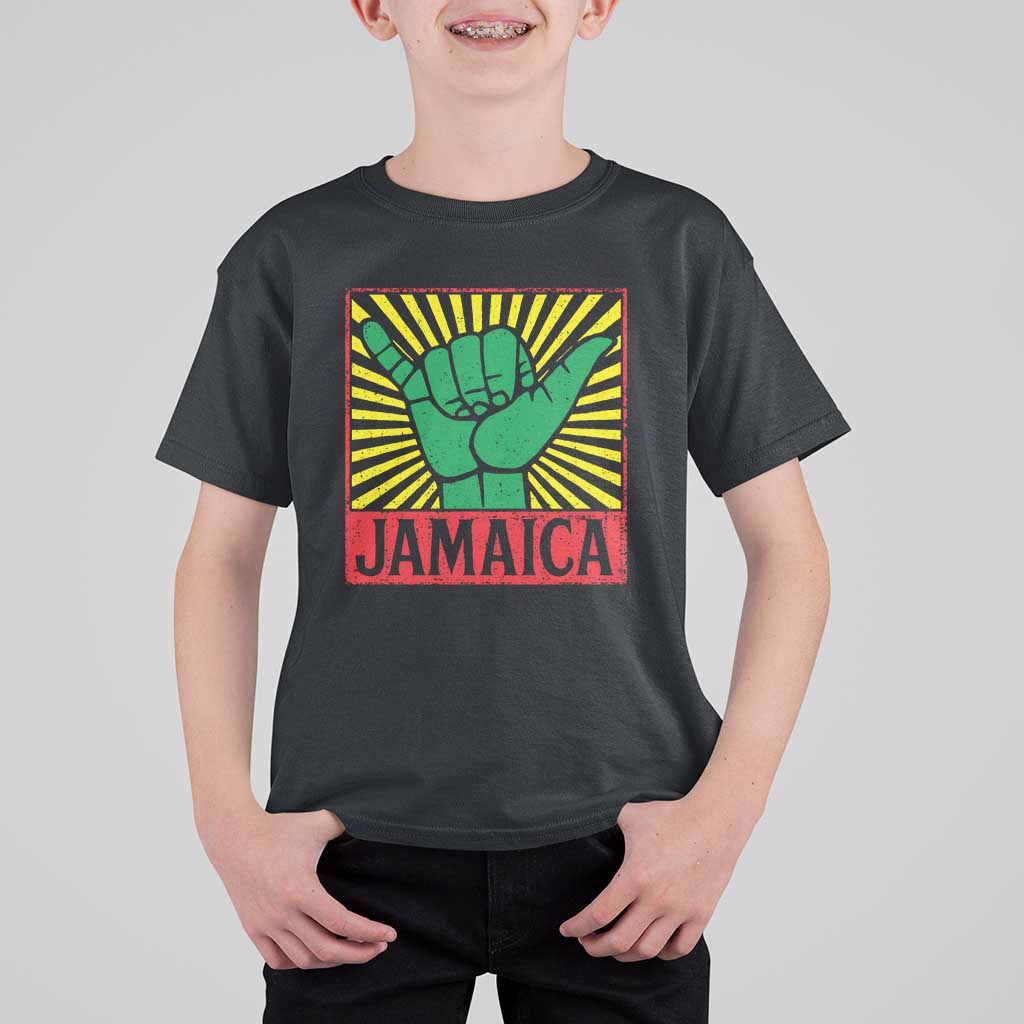 Jamaica Rasta Shaka Sign T Shirt For Kid Retro Reggae Vibes - Wonder Print Shop