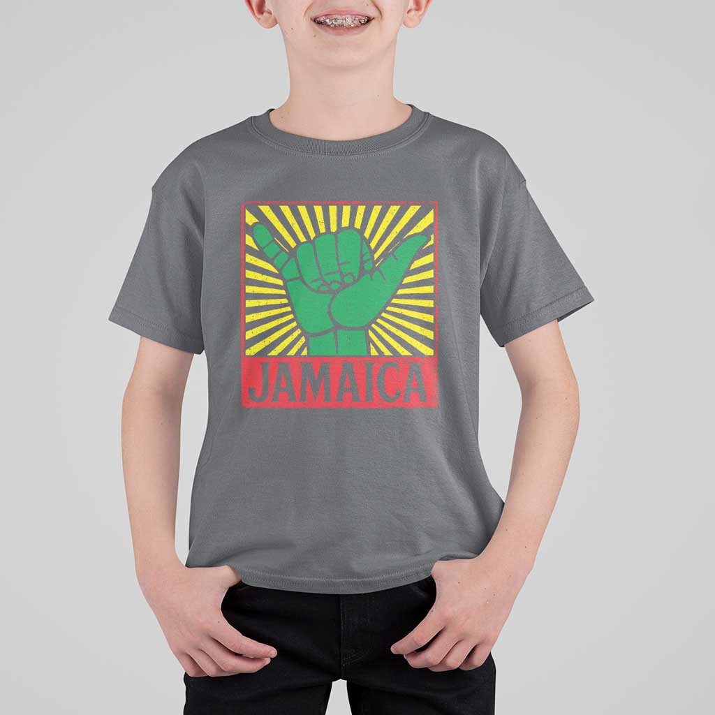 Jamaica Rasta Shaka Sign T Shirt For Kid Retro Reggae Vibes - Wonder Print Shop
