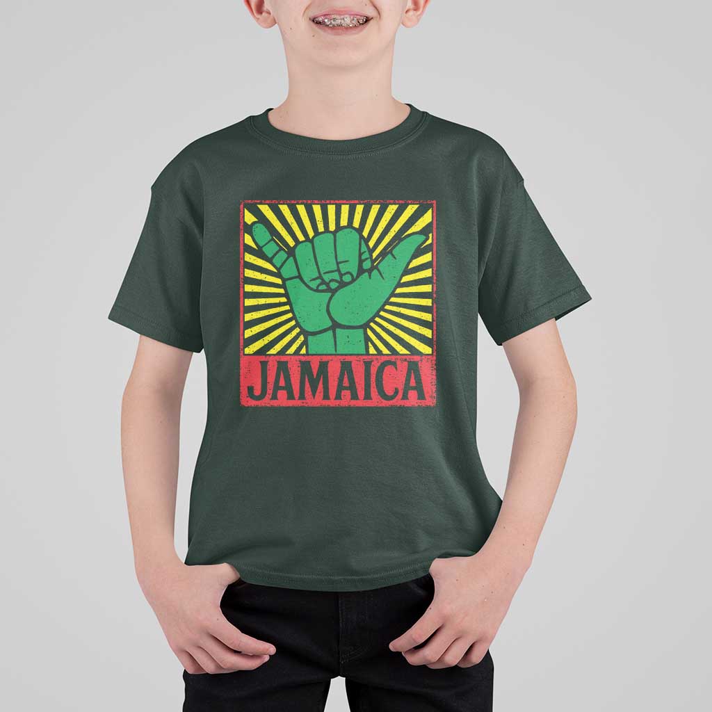 Jamaica Rasta Shaka Sign T Shirt For Kid Retro Reggae Vibes - Wonder Print Shop