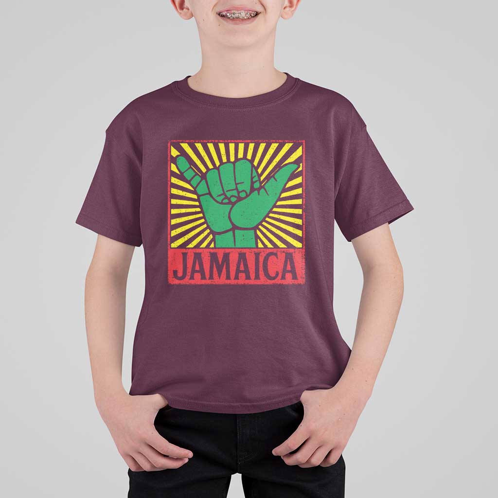 Jamaica Rasta Shaka Sign T Shirt For Kid Retro Reggae Vibes - Wonder Print Shop