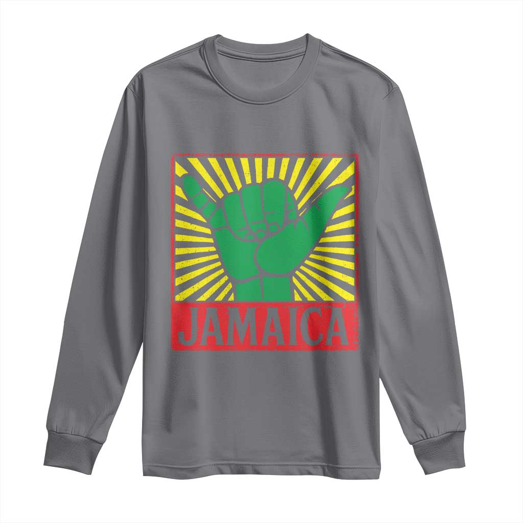 Jamaica Rasta Shaka Sign Long Sleeve Shirt Retro Reggae Vibes - Wonder Print Shop
