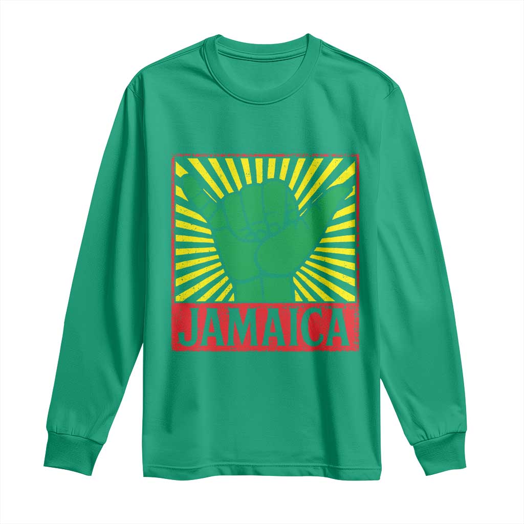 Jamaica Rasta Shaka Sign Long Sleeve Shirt Retro Reggae Vibes - Wonder Print Shop