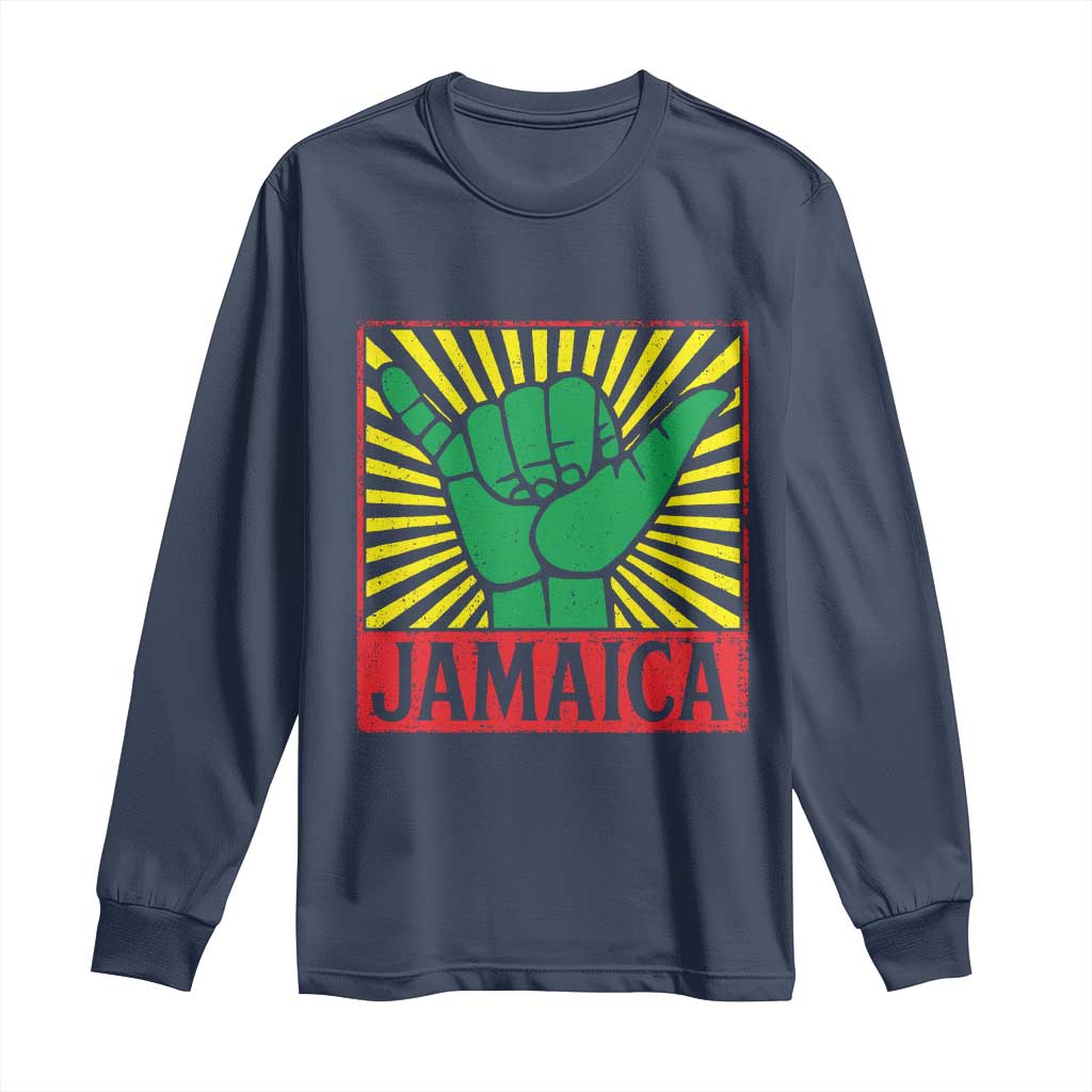 Jamaica Rasta Shaka Sign Long Sleeve Shirt Retro Reggae Vibes - Wonder Print Shop