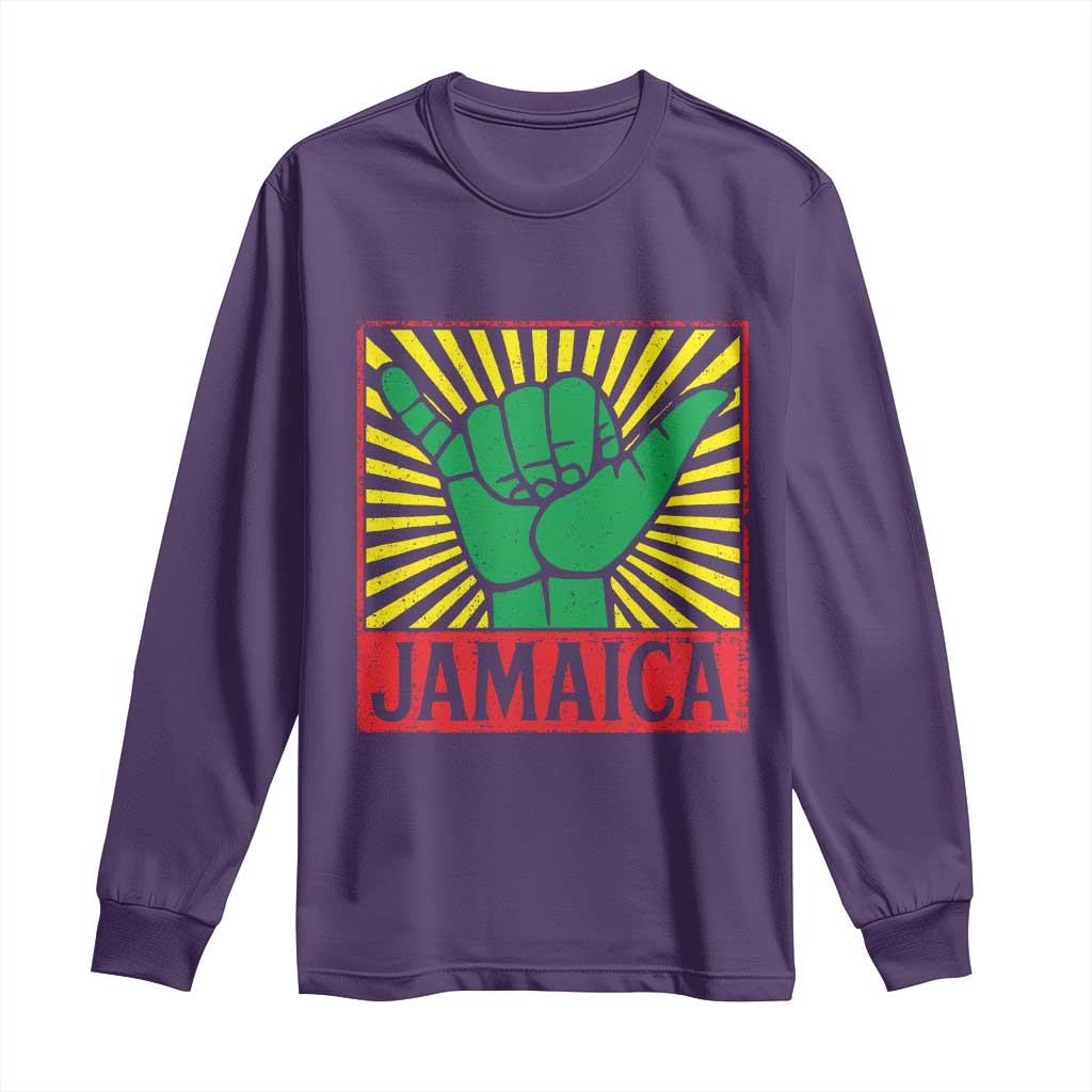 Jamaica Rasta Shaka Sign Long Sleeve Shirt Retro Reggae Vibes - Wonder Print Shop