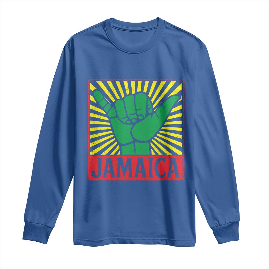 Jamaica Rasta Shaka Sign Long Sleeve Shirt Retro Reggae Vibes - Wonder Print Shop