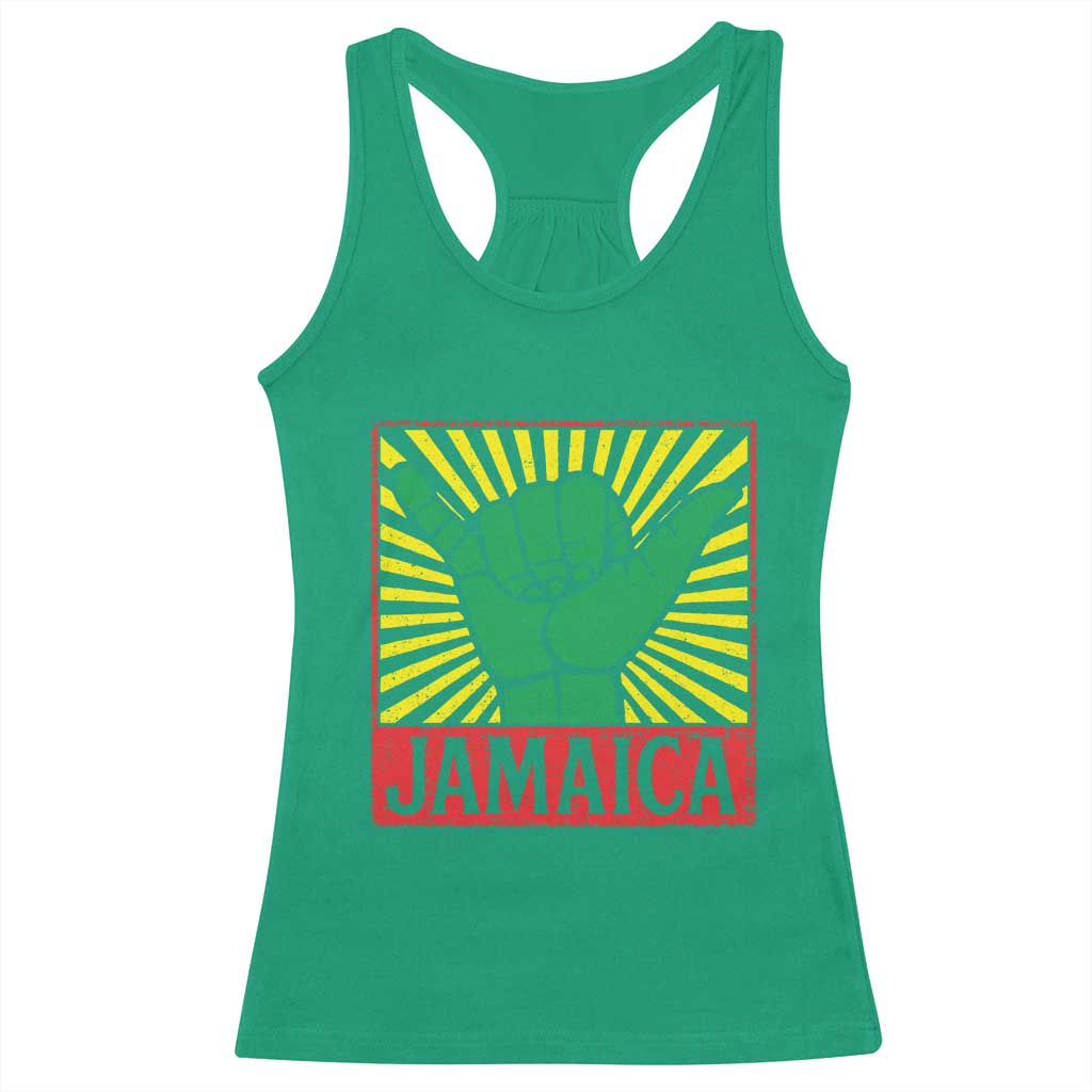 Jamaica Rasta Shaka Sign Racerback Tank Top Retro Reggae Vibes - Wonder Print Shop