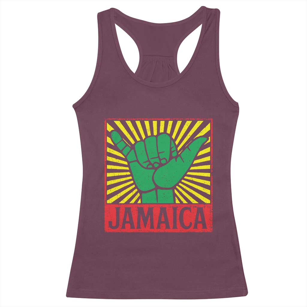 Jamaica Rasta Shaka Sign Racerback Tank Top Retro Reggae Vibes - Wonder Print Shop
