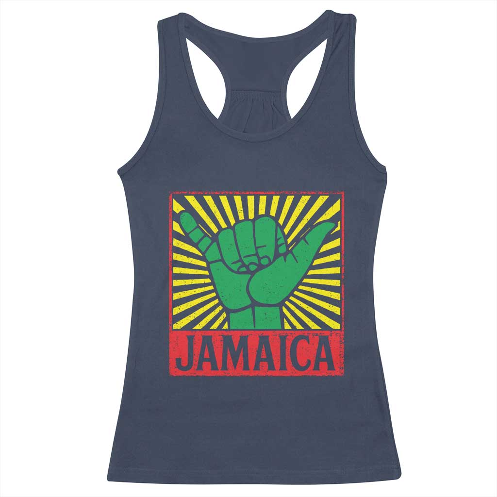 Jamaica Rasta Shaka Sign Racerback Tank Top Retro Reggae Vibes - Wonder Print Shop