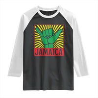 Jamaica Rasta Shaka Sign Raglan Shirt Retro Reggae Vibes - Wonder Print Shop