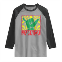 Jamaica Rasta Shaka Sign Raglan Shirt Retro Reggae Vibes - Wonder Print Shop