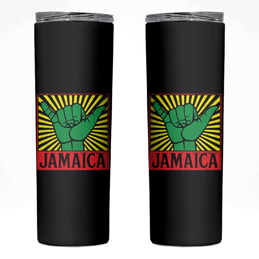 Jamaica Rasta Shaka Sign Skinny Tumbler Retro Reggae Vibes - Wonder Print Shop