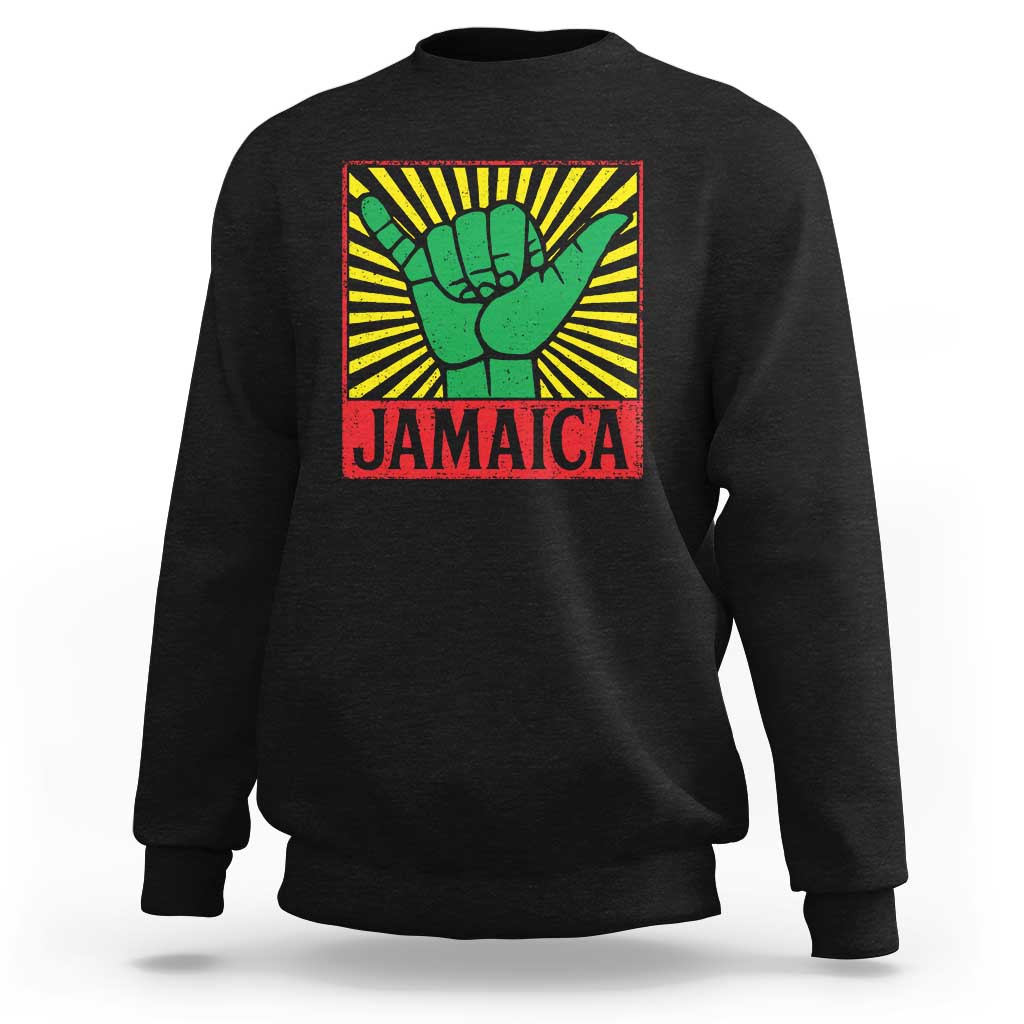 Jamaica Rasta Shaka Sign Sweatshirt Retro Reggae Vibes - Wonder Print Shop