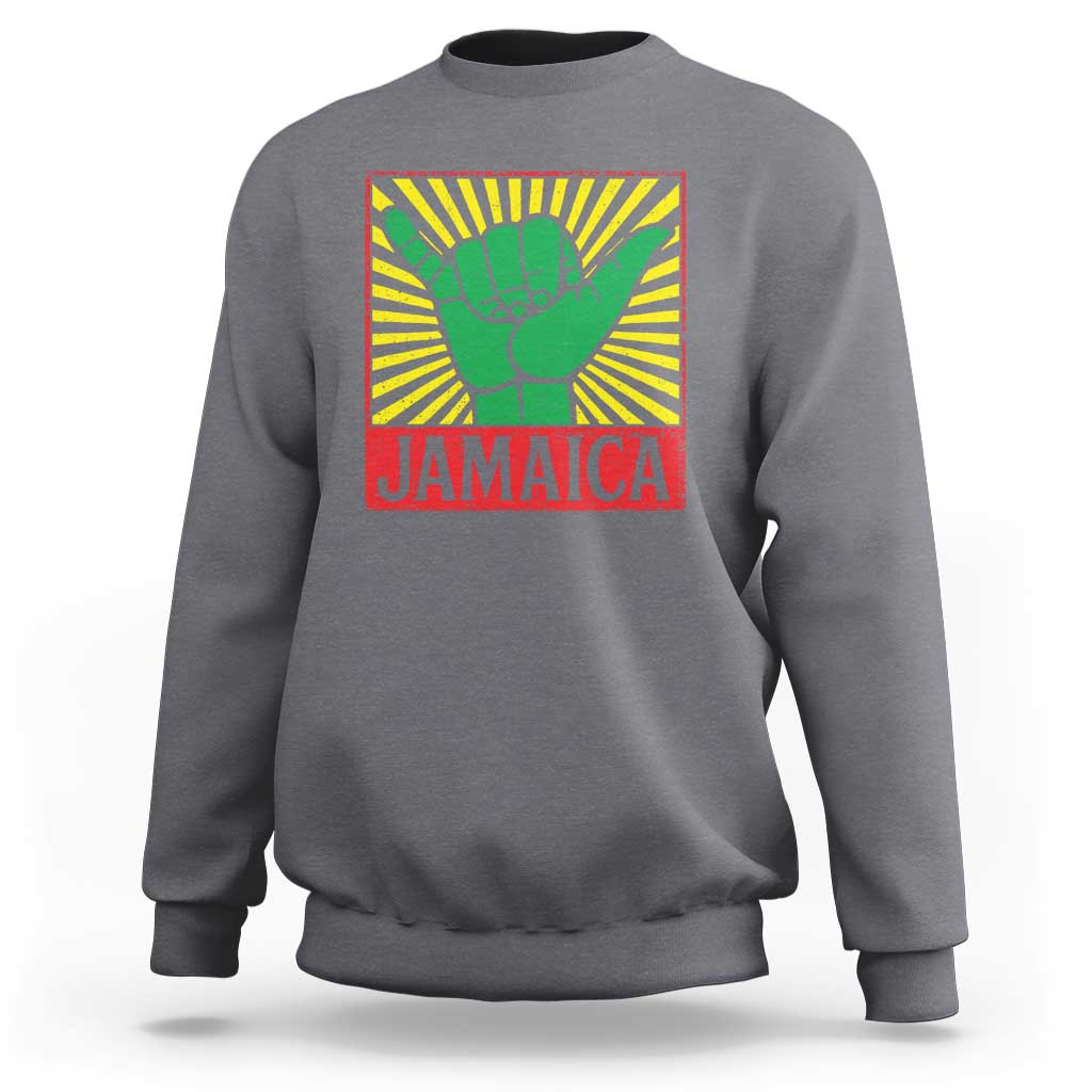 Jamaica Rasta Shaka Sign Sweatshirt Retro Reggae Vibes - Wonder Print Shop