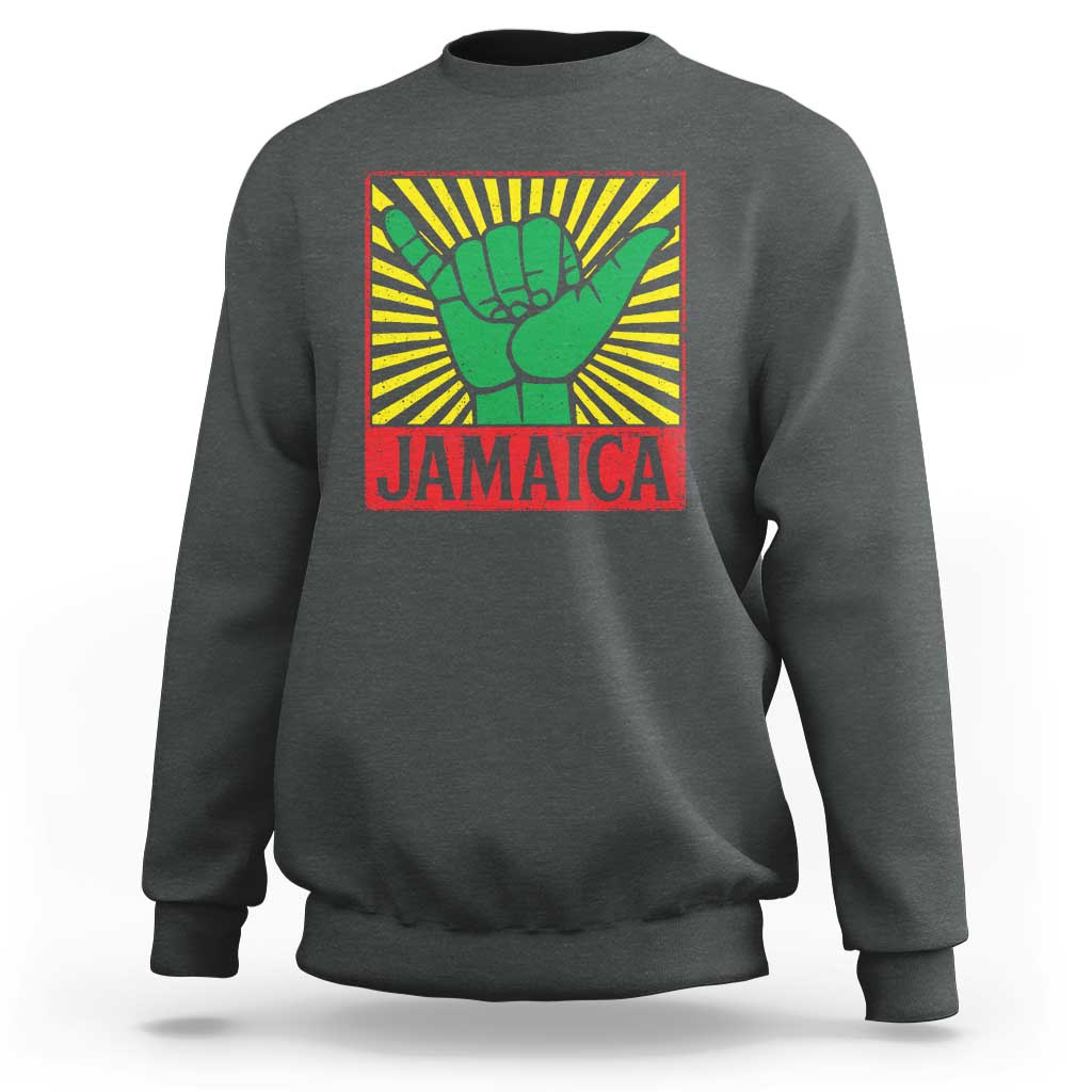 Jamaica Rasta Shaka Sign Sweatshirt Retro Reggae Vibes - Wonder Print Shop