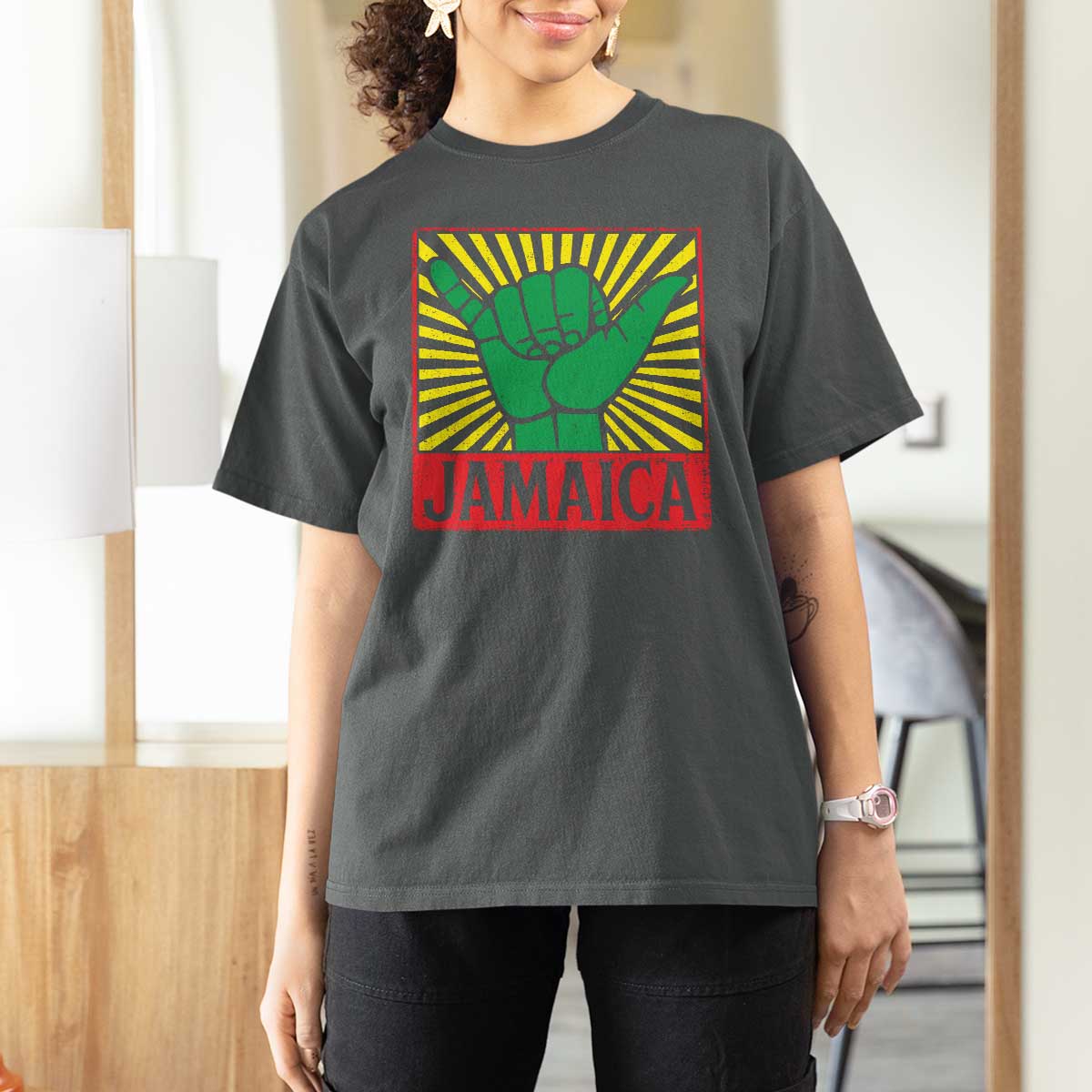 Jamaica Rasta Shaka Sign T Shirt For Women Retro Reggae Vibes - Wonder Print Shop