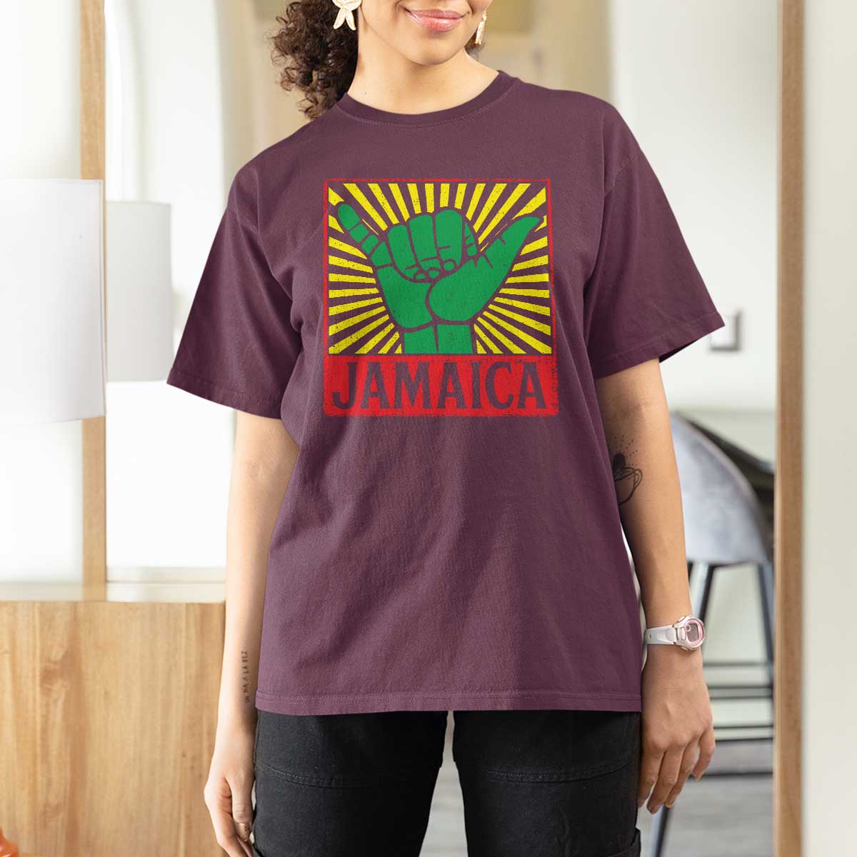 Jamaica Rasta Shaka Sign T Shirt For Women Retro Reggae Vibes - Wonder Print Shop