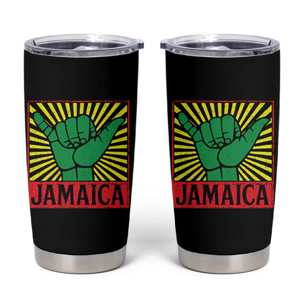 Jamaica Rasta Shaka Sign Tumbler Cup Retro Reggae Vibes - Wonder Print Shop