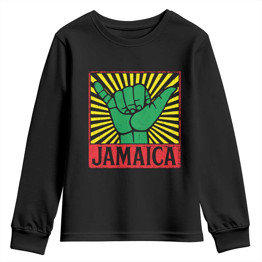 Jamaica Rasta Shaka Sign Youth Sweatshirt Retro Reggae Vibes - Wonder Print Shop