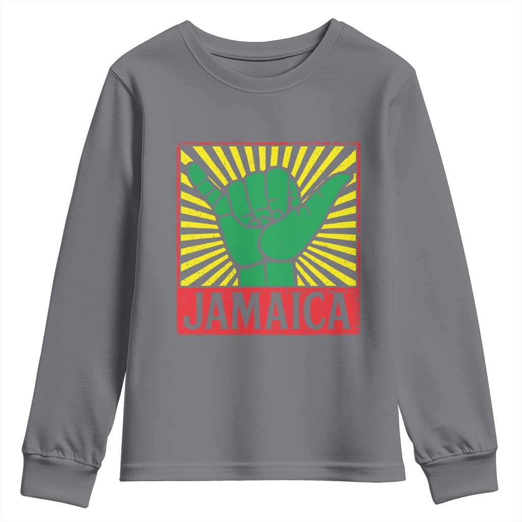 Jamaica Rasta Shaka Sign Youth Sweatshirt Retro Reggae Vibes - Wonder Print Shop