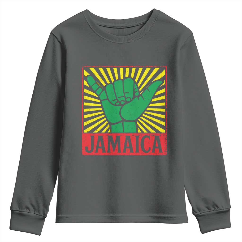Jamaica Rasta Shaka Sign Youth Sweatshirt Retro Reggae Vibes - Wonder Print Shop