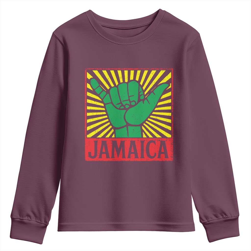 Jamaica Rasta Shaka Sign Youth Sweatshirt Retro Reggae Vibes - Wonder Print Shop