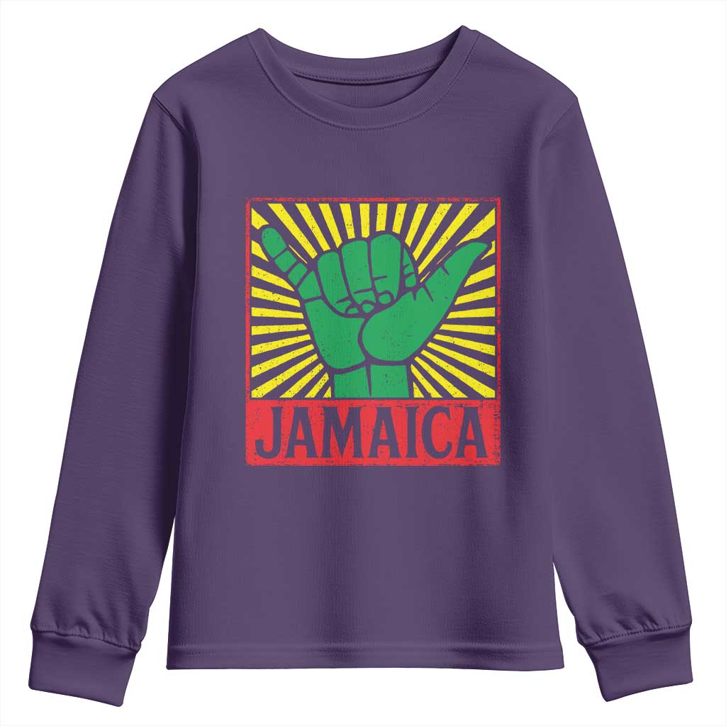 Jamaica Rasta Shaka Sign Youth Sweatshirt Retro Reggae Vibes - Wonder Print Shop