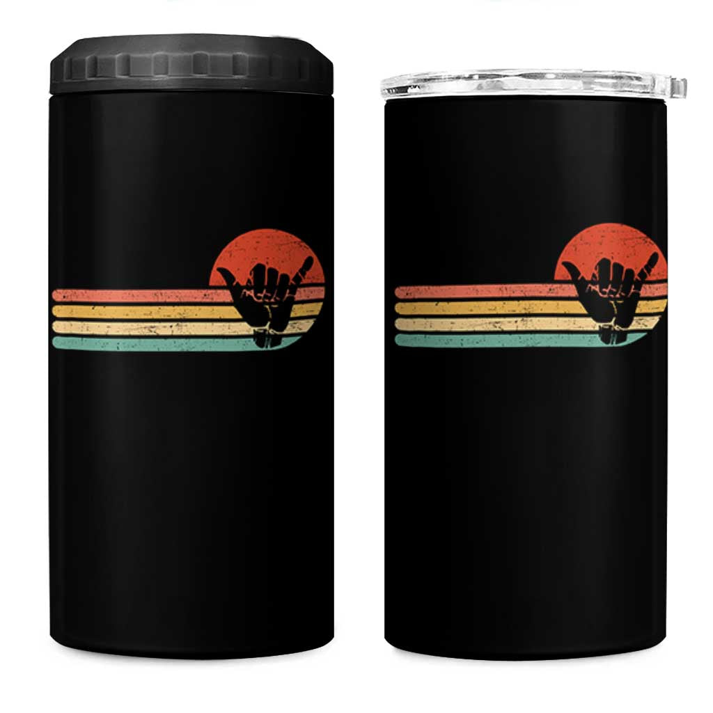 Shaka Hand 4 in 1 Can Cooler Tumbler Retro Vintage Shaka Sign Rasta Hawaii Hawaiian - Wonder Print Shop